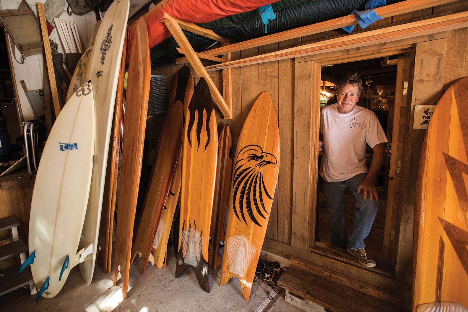 Wood Wakesurf Board with Chris Craft logo made in usa